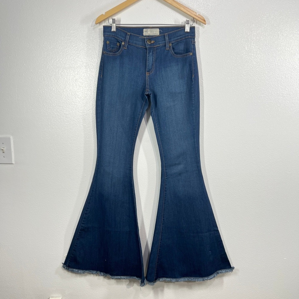 Free People FP Y2K Extreme Flare Jeans 28 Women Blue‎ Boho Festival Made In USA